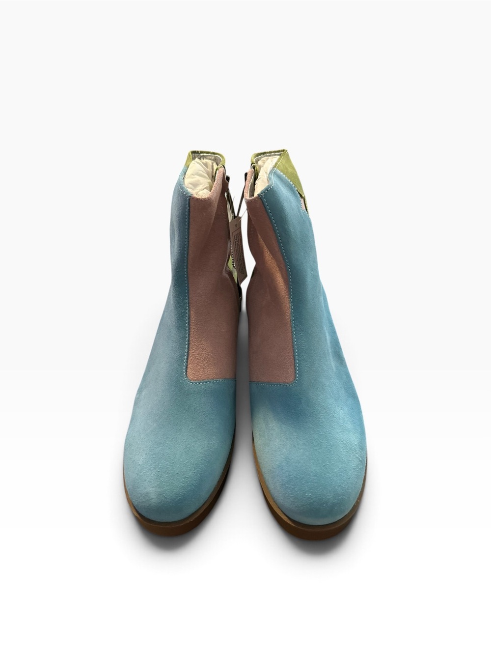 LAZO Luna Colorblock Suede Ankle Boots Blue Pink Green Size 9 NWT